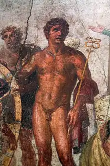 Mercury-Hermes, antique fresco from Pompeii